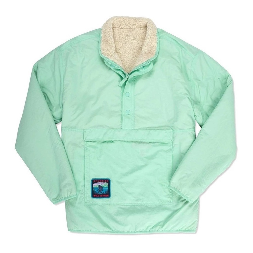 Chubbies reversible pullover jacket - mint green / Sherpa Size XL